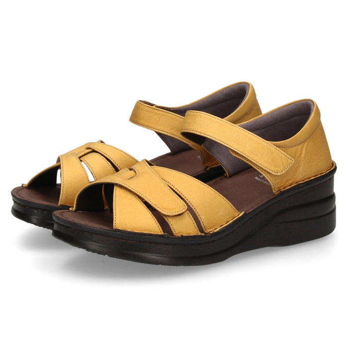 サンダル レディース 本革 カジュアル クッション性 黒 レザー 面テープ NICO 42091 日本製 歩きやすい 幅広対応