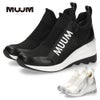 スニーカー レディース ロゴファスナー ニット素材 ウエッジソール カジュアルシューズ 厚底 美脚 クッション性 靴 ムーム WX2100 MUUM