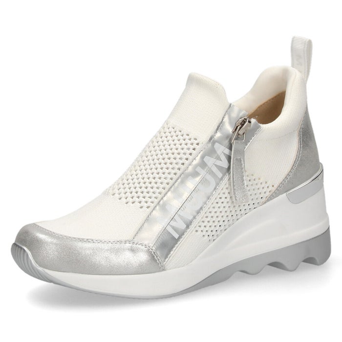 スニーカー レディース ロゴファスナー ニット素材 ウエッジソール カジュアルシューズ 厚底 美脚 クッション性 靴 ムーム WX2100 MUUM