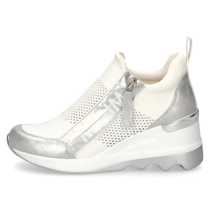 スニーカー レディース ロゴファスナー ニット素材 ウエッジソール カジュアルシューズ 厚底 美脚 クッション性 靴 ムーム WX2100 MUUM