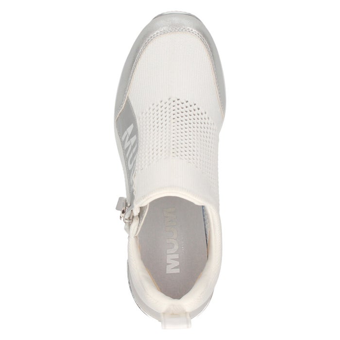 スニーカー レディース ロゴファスナー ニット素材 ウエッジソール カジュアルシューズ 厚底 美脚 クッション性 靴 ムーム WX2100 MUUM