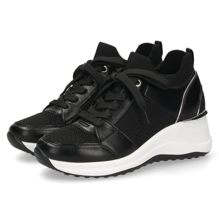 スニーカー レディース ニット素材 レースアップ ウェッジソール カジュアルシューズ 低反発カップインソール 厚底 靴 ムーム WX3120 MUUM