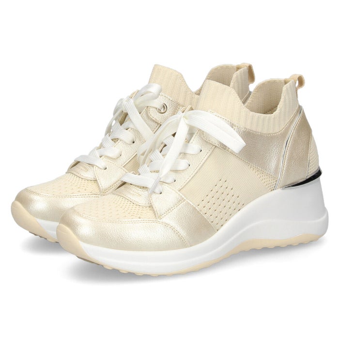 スニーカー レディース ニット素材 レースアップ ウェッジソール カジュアルシューズ 低反発カップインソール 厚底 靴 ムーム WX3120 MUUM