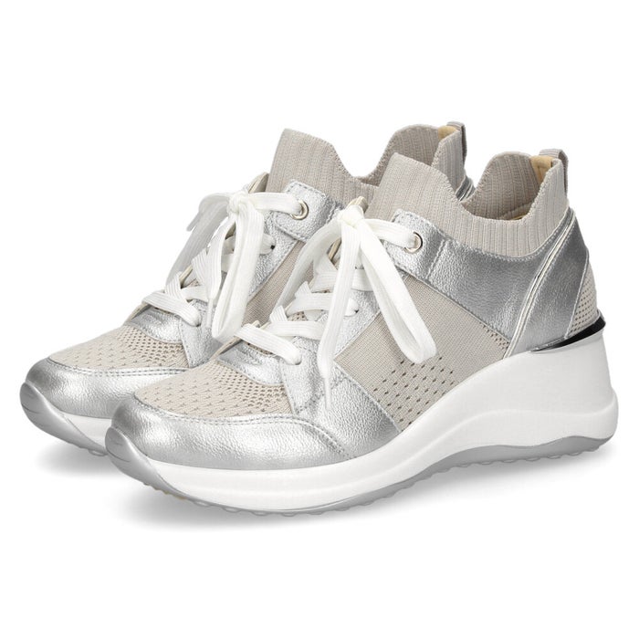 スニーカー レディース ニット素材 レースアップ ウェッジソール カジュアルシューズ 低反発カップインソール 厚底 靴 ムーム WX3120 MUUM