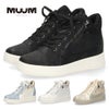 スニーカー レディース カジュアルシューズ スターモチーフ インヒール ファスナー付き 着脱簡単 美脚 足長効果 スポーティー 靴 ムーム XJ7835 MUUM
