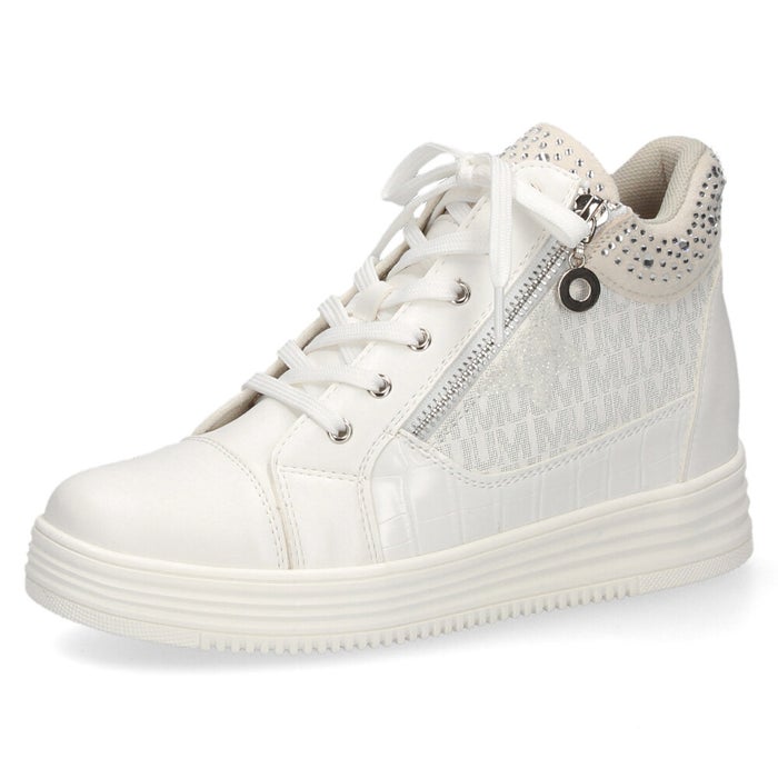 スニーカー レディース カジュアルシューズ スターモチーフ インヒール ファスナー付き 着脱簡単 美脚 足長効果 スポーティー 靴 ムーム XJ7835 MUUM