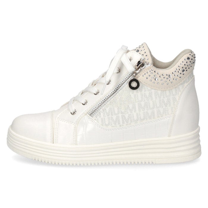 スニーカー レディース カジュアルシューズ スターモチーフ インヒール ファスナー付き 着脱簡単 美脚 足長効果 スポーティー 靴 ムーム XJ7835 MUUM