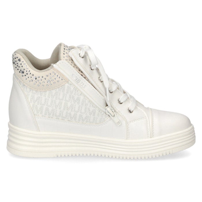 スニーカー レディース カジュアルシューズ スターモチーフ インヒール ファスナー付き 着脱簡単 美脚 足長効果 スポーティー 靴 ムーム XJ7835 MUUM