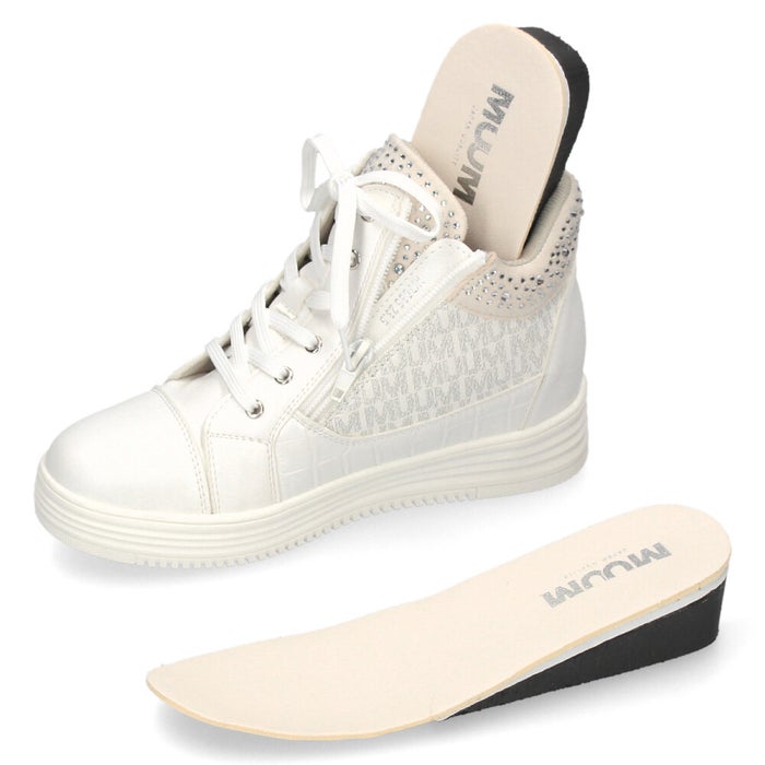 スニーカー レディース カジュアルシューズ スターモチーフ インヒール ファスナー付き 着脱簡単 美脚 足長効果 スポーティー 靴 ムーム XJ7835 MUUM