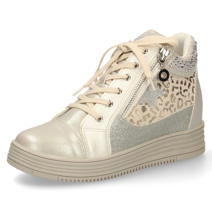 スニーカー レディース カジュアルシューズ スターモチーフ インヒール ファスナー付き 着脱簡単 美脚 足長効果 スポーティー 靴 ムーム XJ7835 MUUM