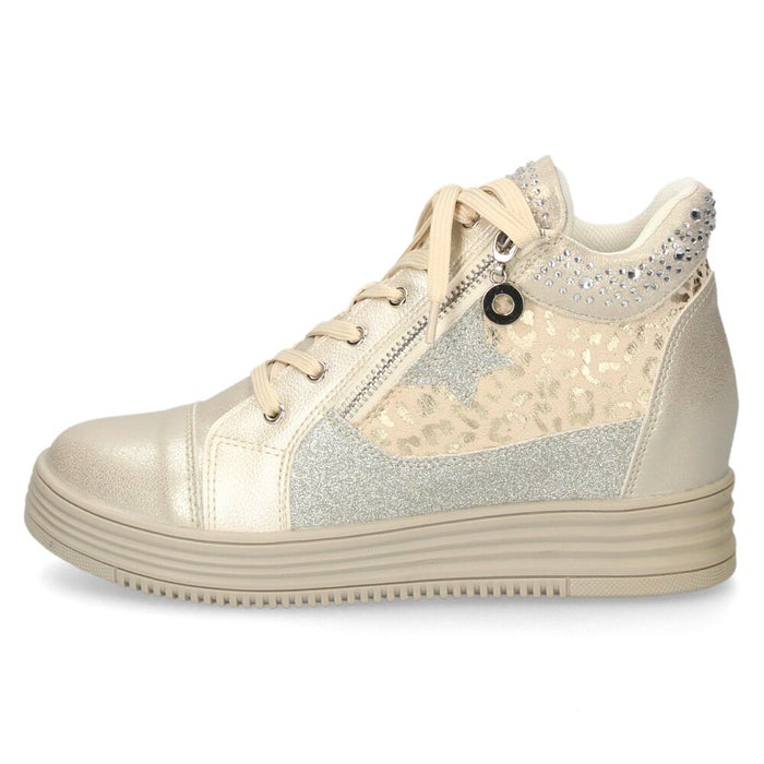 スニーカー レディース カジュアルシューズ スターモチーフ インヒール ファスナー付き 着脱簡単 美脚 足長効果 スポーティー 靴 ムーム XJ7835 MUUM