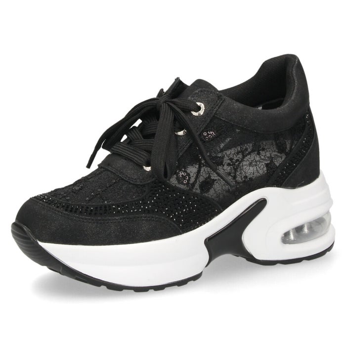 スニーカー レディース エアーソール チュールレース 透け感 カジュアルシューズ 美脚効果 厚底 軽量 ラインストーン 靴 ムーム WX8400 MUUM