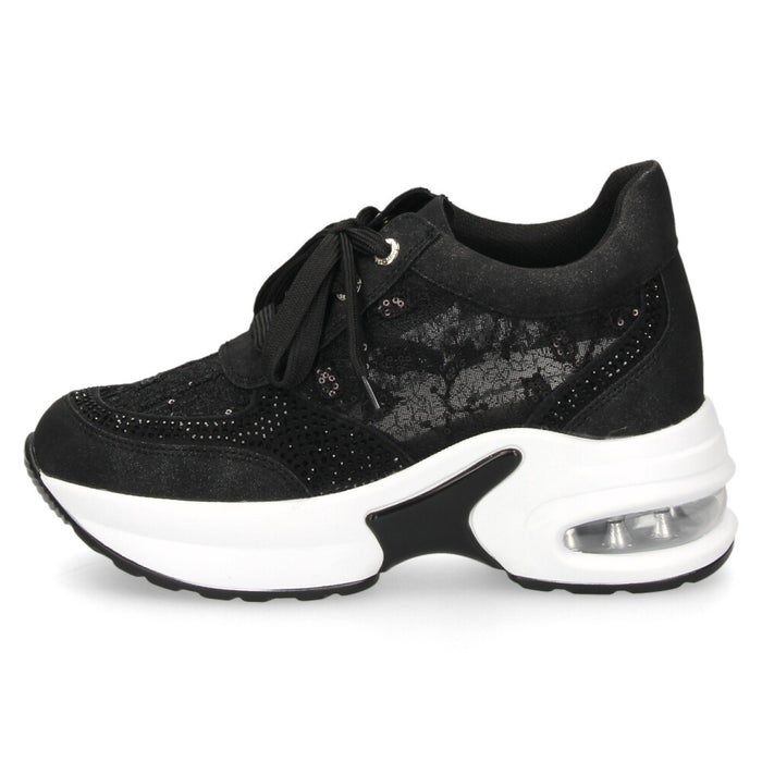 スニーカー レディース エアーソール チュールレース 透け感 カジュアルシューズ 美脚効果 厚底 軽量 ラインストーン 靴 ムーム WX8400 MUUM