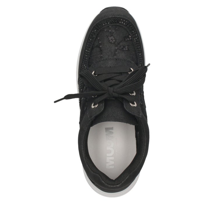 スニーカー レディース エアーソール チュールレース 透け感 カジュアルシューズ 美脚効果 厚底 軽量 ラインストーン 靴 ムーム WX8400 MUUM