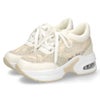 スニーカー レディース エアーソール チュールレース 透け感 カジュアルシューズ 美脚効果 厚底 軽量 ラインストーン 靴 ムーム WX8400 MUUM