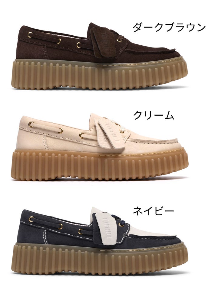 クラークス レディース カジュアルシューズ トーヒルボート ボートシューズ ローファー 本革 厚底 靴 Clarks Torhill Boat 26186647 26186302 26186303