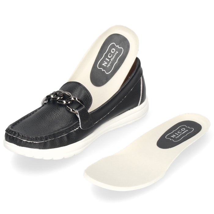 NICO ニコ カジュアルシューズ ローファー レディース 42091 靴 本革 軽量 EEEE 日本製 屈曲性 柔らかい 歩きやすい 黒 ブラック 白 ホワイト 銀 シルバー