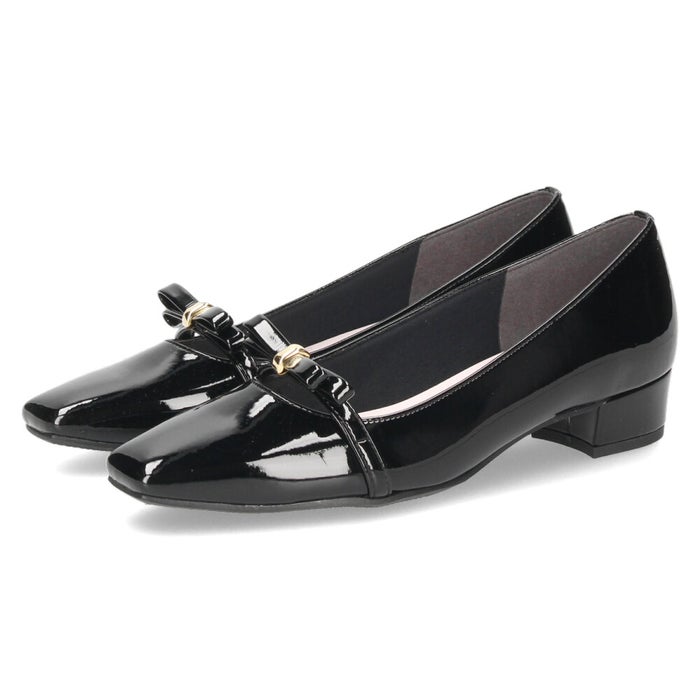 レディース パンプス ジェリービーンズ ブラック 黒 オーク はっ水 雨の日 リボン ストラップ  ローヒール 晴雨兼用 履きやすい レイン対応 日本製 靴 シューズ JELLY BEANS 325-59134