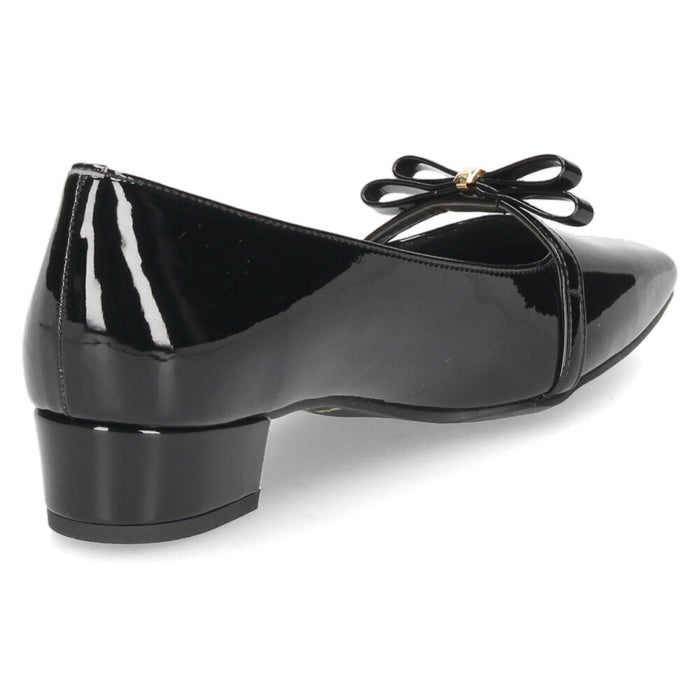 レディース パンプス ジェリービーンズ ブラック 黒 オーク はっ水 雨の日 リボン ストラップ  ローヒール 晴雨兼用 履きやすい レイン対応 日本製 靴 シューズ JELLY BEANS 325-59134