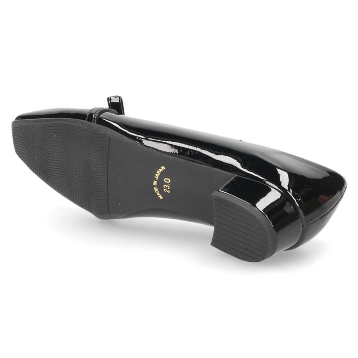 レディース パンプス ジェリービーンズ ブラック 黒 オーク はっ水 雨の日 リボン ストラップ  ローヒール 晴雨兼用 履きやすい レイン対応 日本製 靴 シューズ JELLY BEANS 325-59134