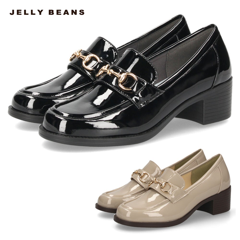 JELLYBEANS ビットヒールローファー レインパンプス 厚底 晴雨兼用 404