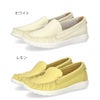 スリッポン レディース スニーカー 靴 シューズ 本革 レザー ４E 幅広 カジュアル NICO 2501 日本製 ホワイト イエロー