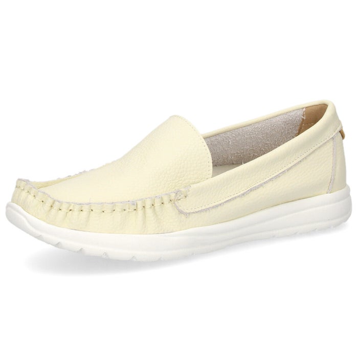 スリッポン レディース スニーカー 靴 シューズ 本革 レザー ４E 幅広 カジュアル NICO 2501 日本製 ホワイト イエロー