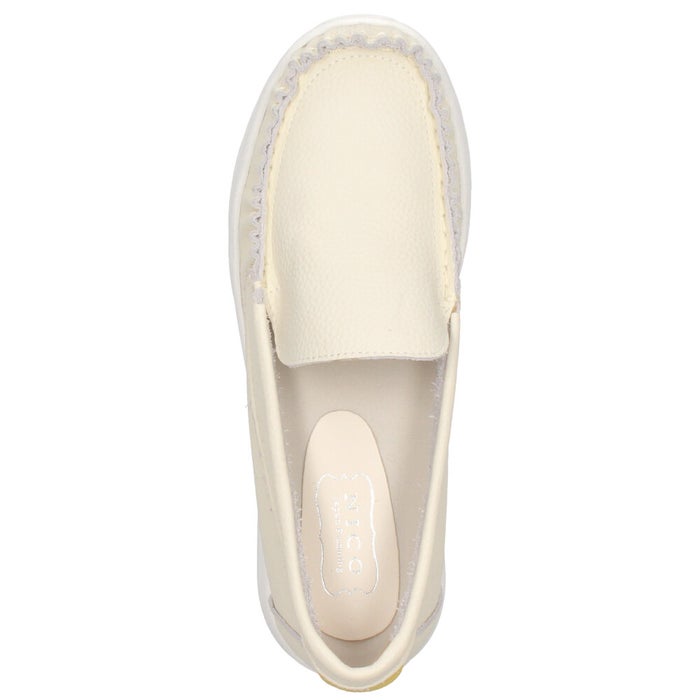 スリッポン レディース スニーカー 靴 シューズ 本革 レザー ４E 幅広 カジュアル NICO 2501 日本製 ホワイト イエロー