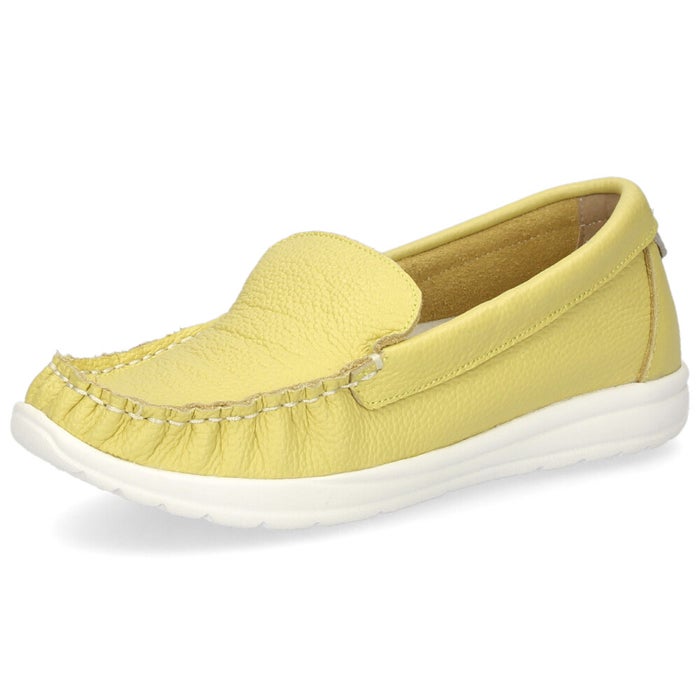 スリッポン レディース スニーカー 靴 シューズ 本革 レザー ４E 幅広 カジュアル NICO 2501 日本製 ホワイト イエロー