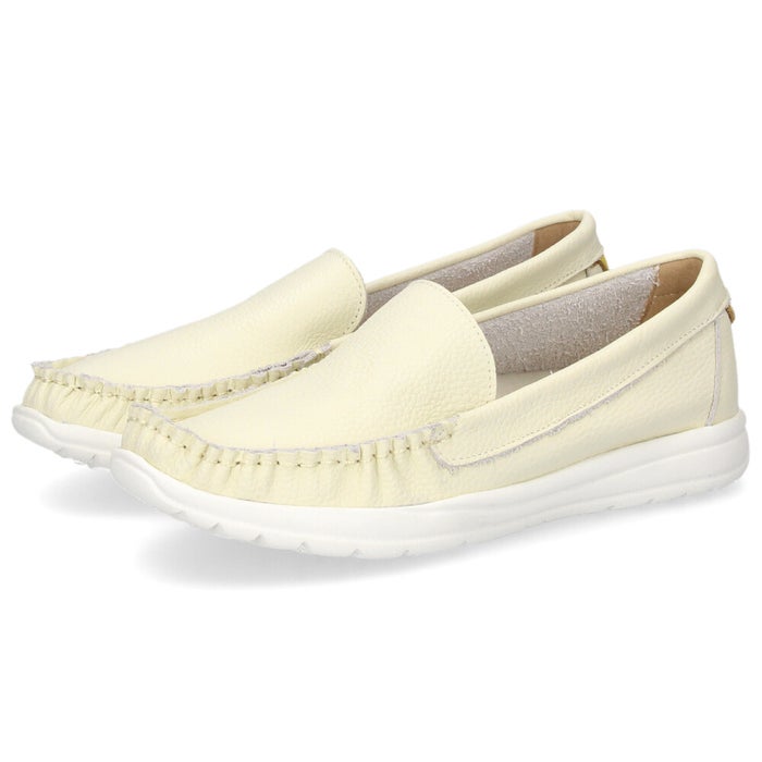 スリッポン レディース スニーカー 靴 シューズ 本革 レザー ４E 幅広 カジュアル NICO 2501 日本製 ホワイト イエロー