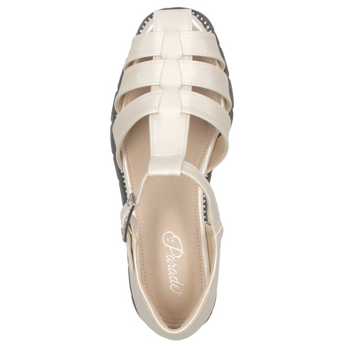 サンダル レディース ラインストーン付きグルカサンダル 幅広 3E 耐滑 歩きやすい 厚底 エレカワ 黒 ブラック アイボリー Parade パレード 7651