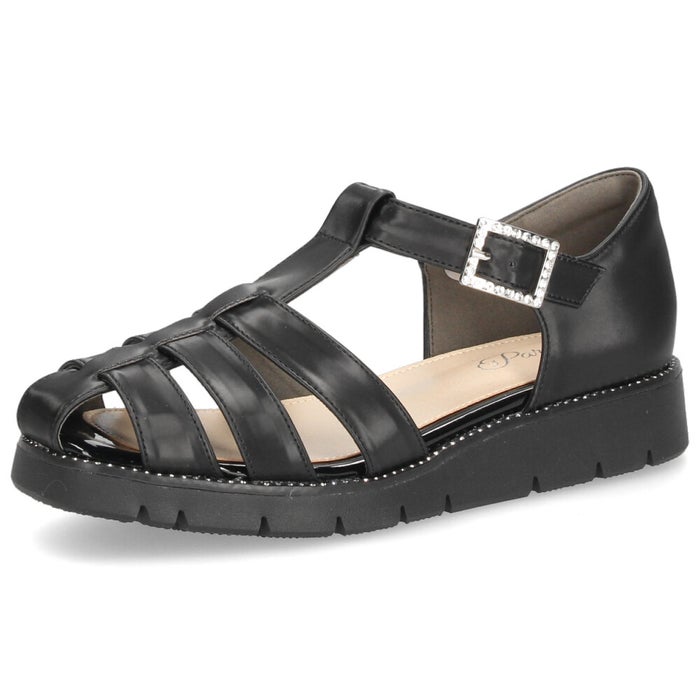 サンダル レディース ラインストーン付きグルカサンダル 幅広 3E 耐滑 歩きやすい 厚底 エレカワ 黒 ブラック アイボリー Parade パレード 7651