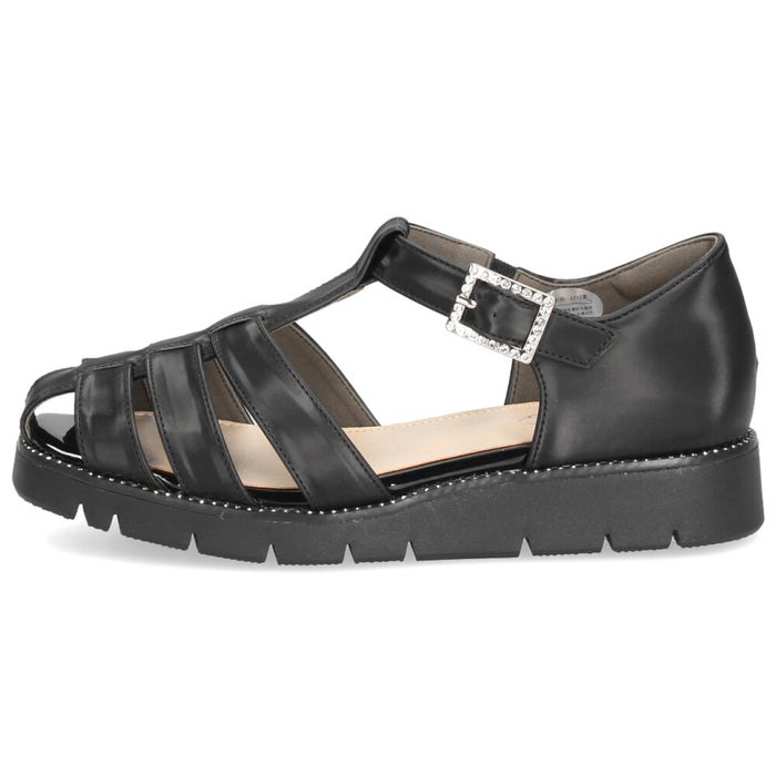 サンダル レディース ラインストーン付きグルカサンダル 幅広 3E 耐滑 歩きやすい 厚底 エレカワ 黒 ブラック アイボリー Parade パレード 7651