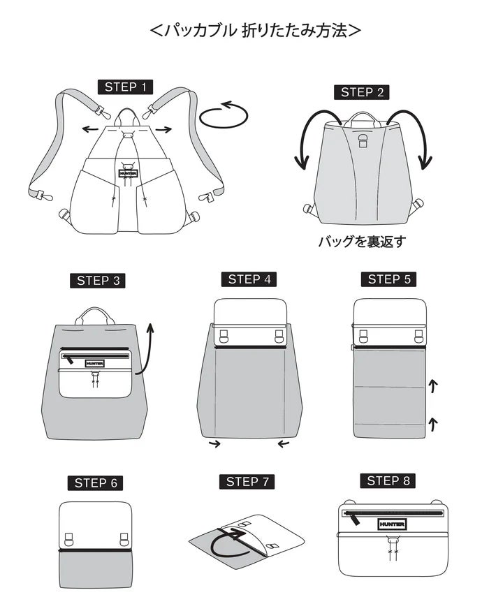ハンター リュック ショルダーバック 軽量 撥水 ３WEY ポーチ  トラベル マルチファンクション パッカブル バックパック HUNTER 7125