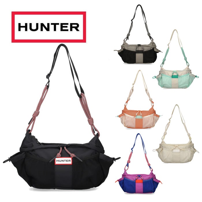 ハンター ショルダーバック ボディーバック 撥水 耐水 防水 軽量 耐久性 HUNTER トラベル クロスボディ 7123 斜め掛け ブラック 黒 ホワイト 白 グレー