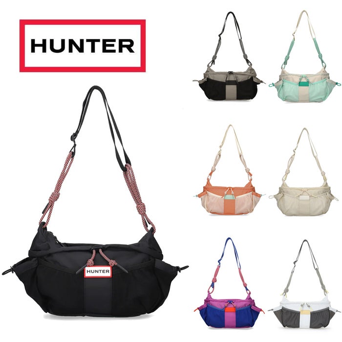 ハンター ショルダーバック ボディーバック 撥水 耐水 防水 軽量 耐久性 HUNTER トラベル クロスボディ 7123 斜め掛け ブラック 黒 ホワイト 白 グレー