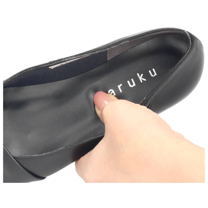 レディース パンプス 本革 日本製 3E 幅広 歩きやすい 低反発インソール 3.5cmヒール 黒 ブラック 黒パンプス スクエアトゥ  フォーマル 入学式 卒業式 セレモニー ビジネス 通勤 ARUKU 6814