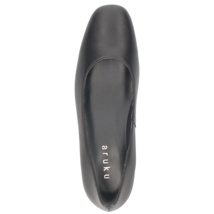 レディース パンプス 本革 日本製 3E 幅広 歩きやすい 低反発インソール 3.5cmヒール 黒 ブラック 黒パンプス スクエアトゥ フォーマル 冠婚葬祭 リクルート ビジネス 通勤 ARUKU 6836