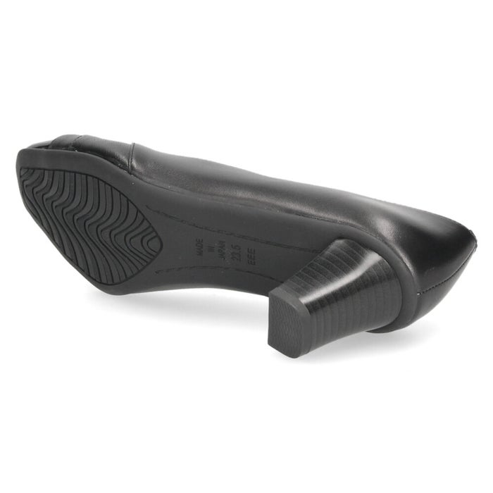 レディース パンプス 本革 日本製 3E 幅広 歩きやすい 低反発インソール 6cmヒール 黒 ブラック 黒パンプス スクエアトゥ フォーマル ビジネス 通勤 パーティー ARUKU 2902