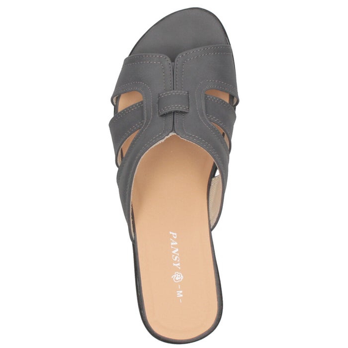 ミュール サンダル レディース 屈曲性 安定 クッション性 高反発 4.5cmヒール Pansy 6640 6641 ブラック 黒 歩きやすい 履きやすい