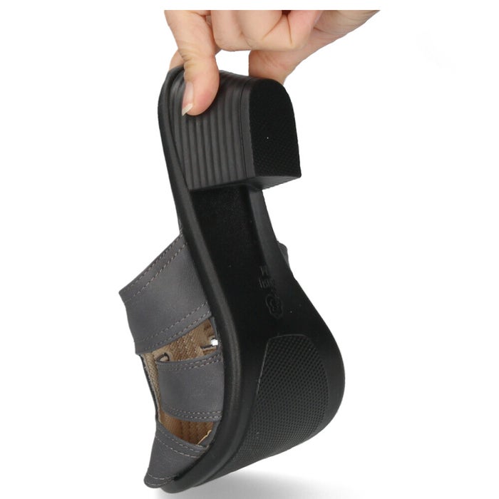 ミュール サンダル レディース 屈曲性 安定 クッション性 高反発 4.5cmヒール Pansy 6640 6641 ブラック 黒 歩きやすい 履きやすい