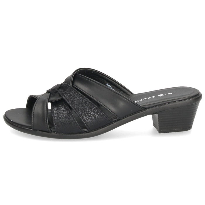 ミュール サンダル レディース 屈曲性 安定 クッション性 高反発 4.5cmヒール Pansy 6640 6641 ブラック 黒 歩きやすい 履きやすい