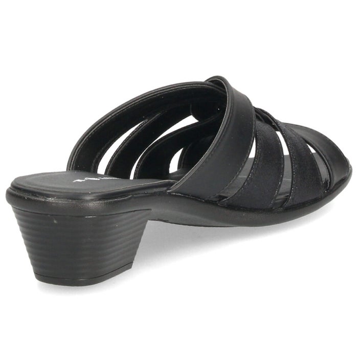 ミュール サンダル レディース 屈曲性 安定 クッション性 高反発 4.5cmヒール Pansy 6640 6641 ブラック 黒 歩きやすい 履きやすい