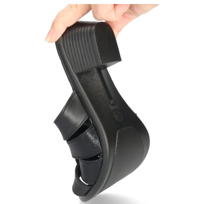 ミュール サンダル レディース 屈曲性 安定 クッション性 高反発 4.5cmヒール Pansy 6640 6641 ブラック 黒 歩きやすい 履きやすい