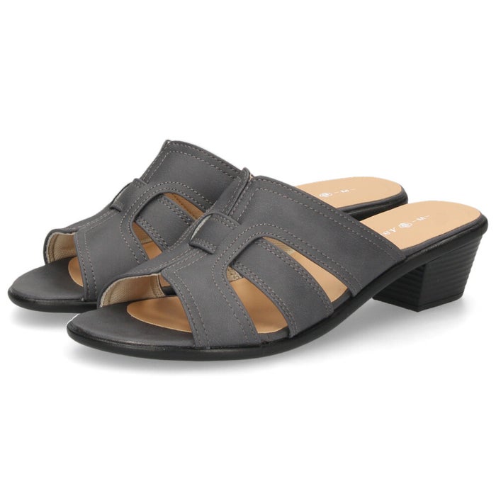 ミュール サンダル レディース 屈曲性 安定 クッション性 高反発 4.5cmヒール Pansy 6640 6641 ブラック 黒 歩きやすい 履きやすい