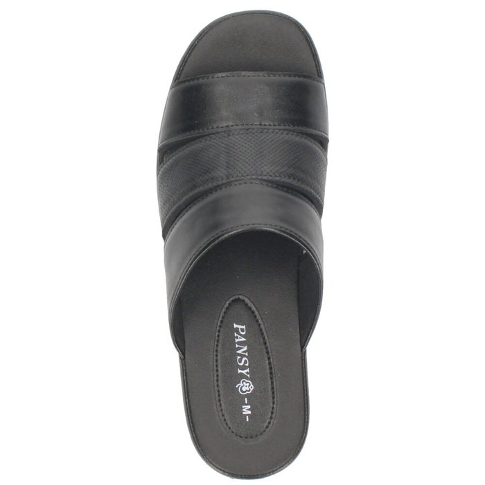 サンダル レディース つっかけ 疲れない 歩きやすい 軽量 ローヒール Pansy パンジー 6733 黒 ブラック ライトゴールド