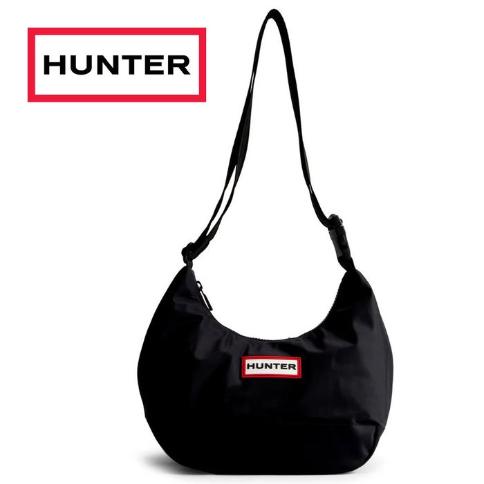 ハンター ショルダーバッグ HUNTER ナイロン ミディ ホーボー 斜め掛け バッグ かばん 軽量 シンプル 黒 ブラック UBS3601KBM