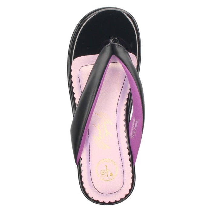 ヨースケ 厚底サンダル レディース 下駄風 トングサンダル 幅広 ボタニカル 刺繍 和柄 浴衣 9.5cmヒール 歩きやすい スタイルアップ ブラック 黒 シャークソール YOSUKE 4450092