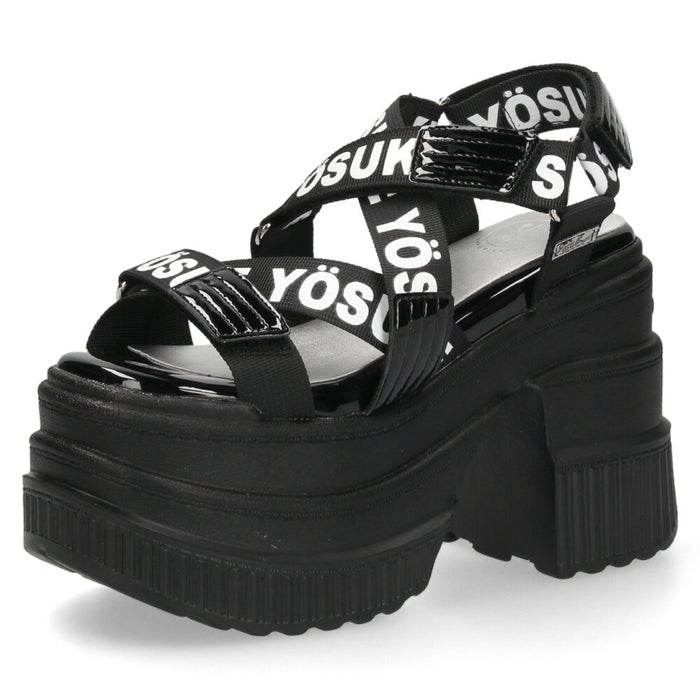 ヨースケ 厚底サンダル レディース プラットフォーム ストラップサンダル 幅広 12cmヒール 歩きやすい スタイルアップ ブラック 黒 ホワイト 盛れる 靴 YOSUKE 4460109