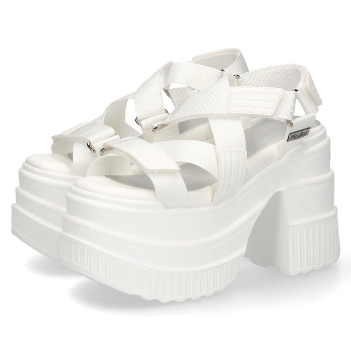 ヨースケ 厚底サンダル レディース プラットフォーム ストラップサンダル 幅広 12cmヒール 歩きやすい スタイルアップ ブラック 黒 ホワイト 盛れる 靴 YOSUKE 4460109